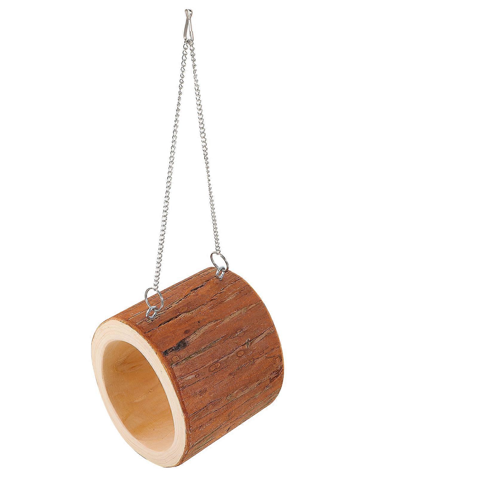 Unique Bird House for Outside Wood Cylinder Design for Home Decoration 12x13.5x34cm Protect from Cold Winds 1Pcs