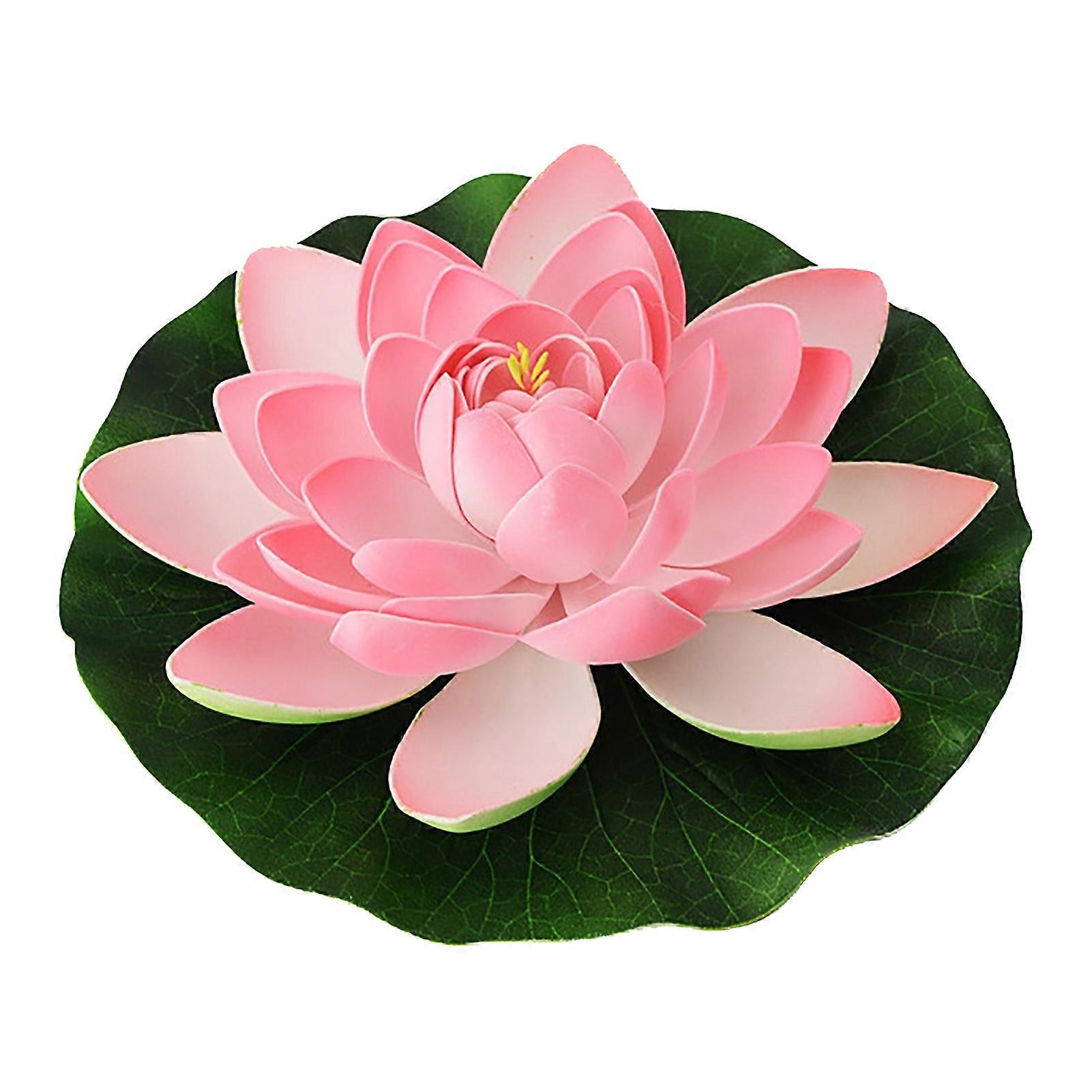 Artificial Loutus Floating Foam Fake Lotus Flower Pads Lifelike Decorative Pond Plants Ornaments for Pool Aquarium Light Pink