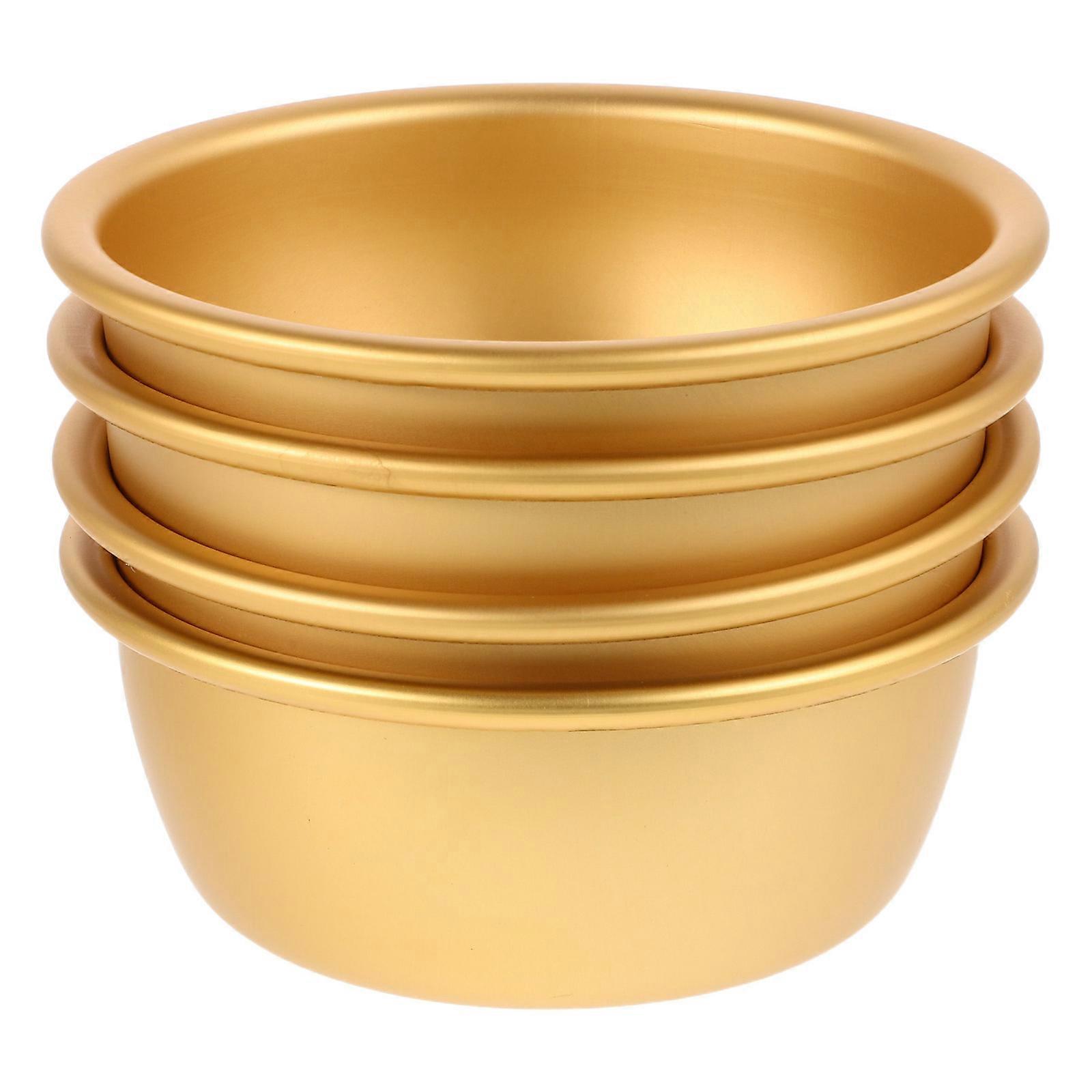 Golden Aluminum Korean Soup Bowls Set for Home Use Temperature Retention Decorative Small Bowls 4pc
