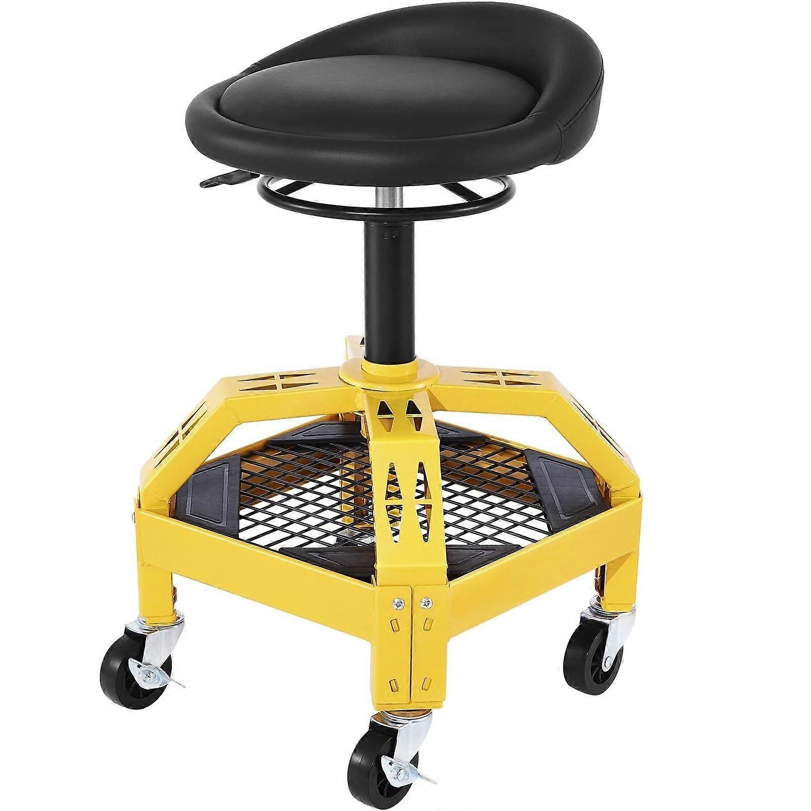 Workshop Rolling Stool Mechanics Stool, 300 Pound Rolling Pneumatic Trolley Garage / Workshop Seat Padded Rolling Workshop Stool Workshop Stool