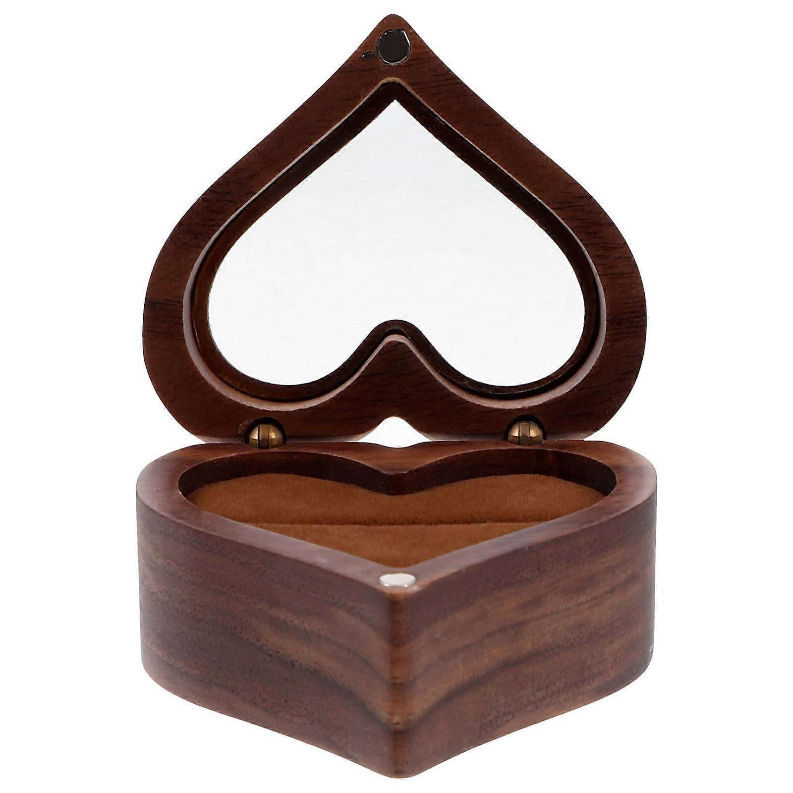 Brown Jewelry Storage Box for Rings Made of Synthetic Material Practical and Durable 4.5 x 3.1 x 1.8 Inches