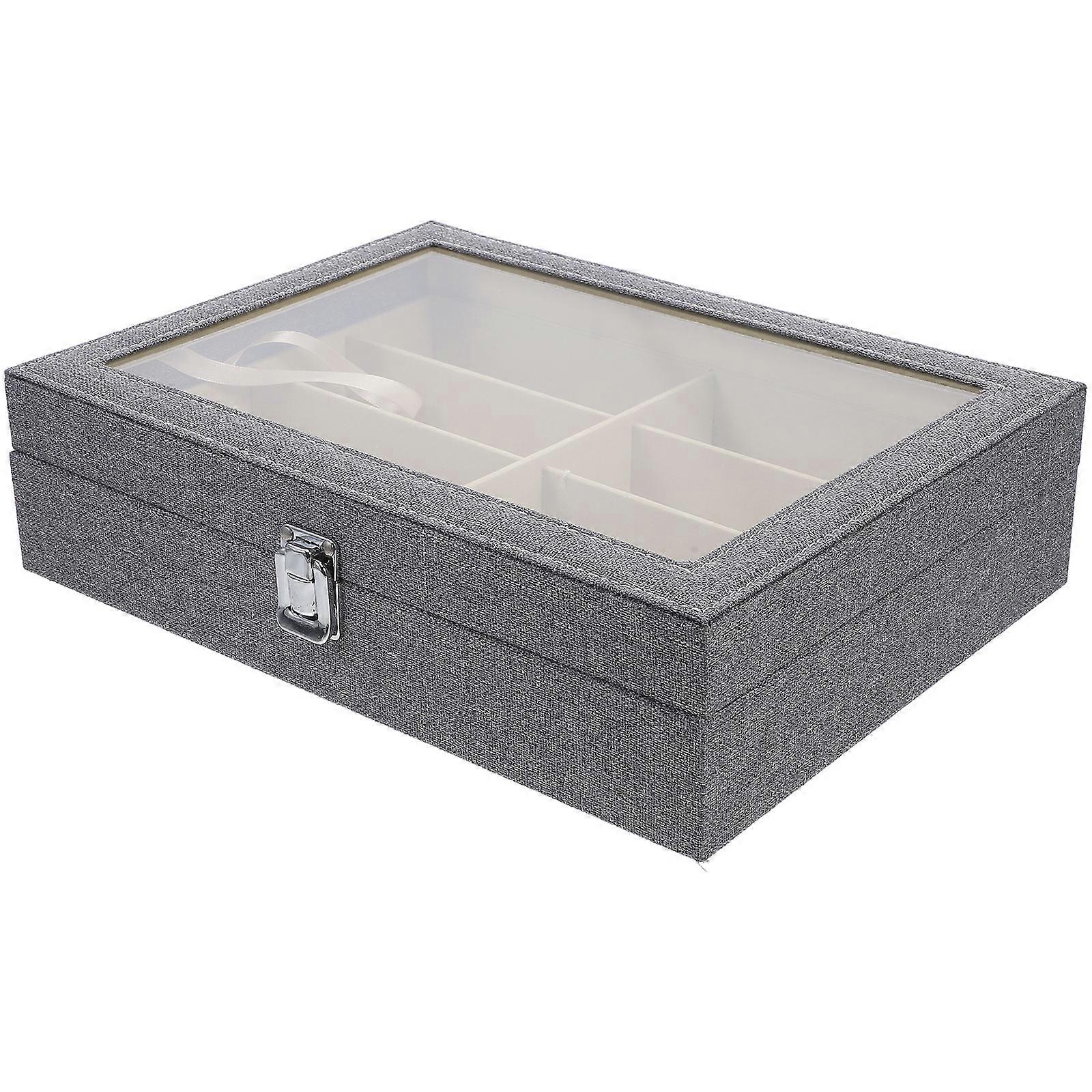 Glasses Case Sunglasses Organizer Commercial Use Linen Fabric Grey Color 1Set