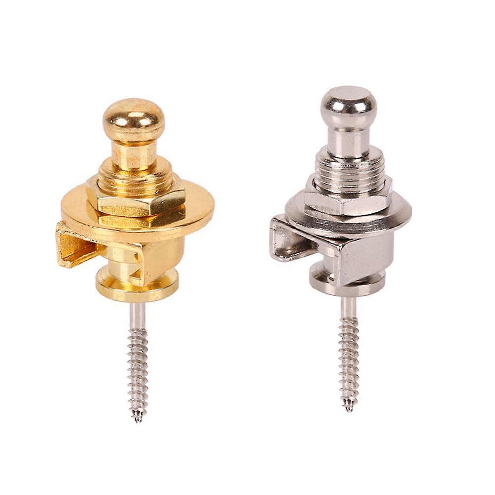 Guitar Strap Lock Buttons with Nails for Secure Hold and Anti-slip Metal Golden 2 Pieces