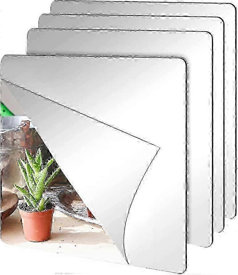 Selbstklebender Spiegel, 4 Stück 20X20 selbstklebende Spiegelfliesen Selbstklebende Spiegelfliesen nicht Glas, Kunststoff, selbstklebend dekorativ