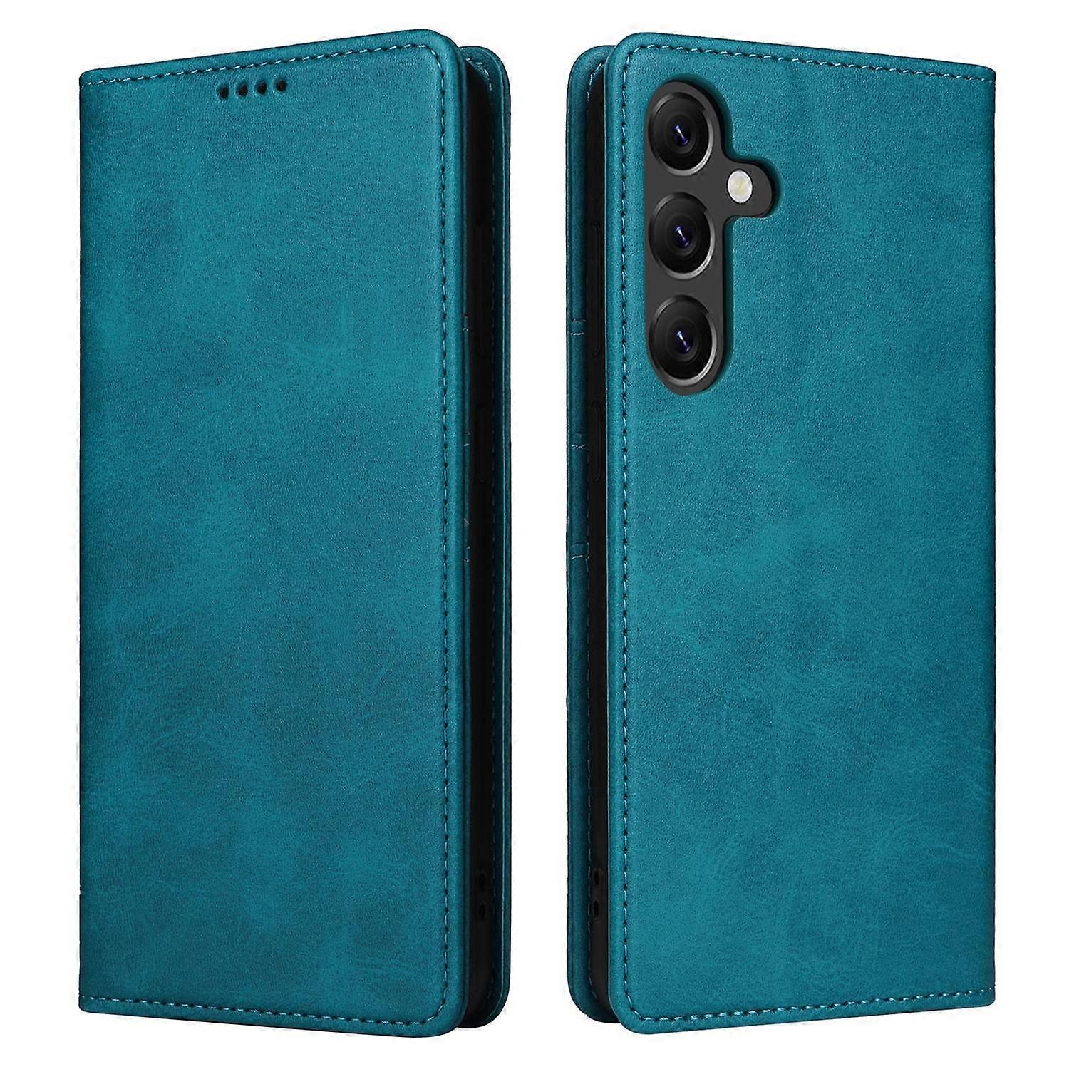 Pour Samsung Galaxy A56 5G Coque RFID Blocage PU Cuir Téléphone Portefeuille Housse - Bleu Paon