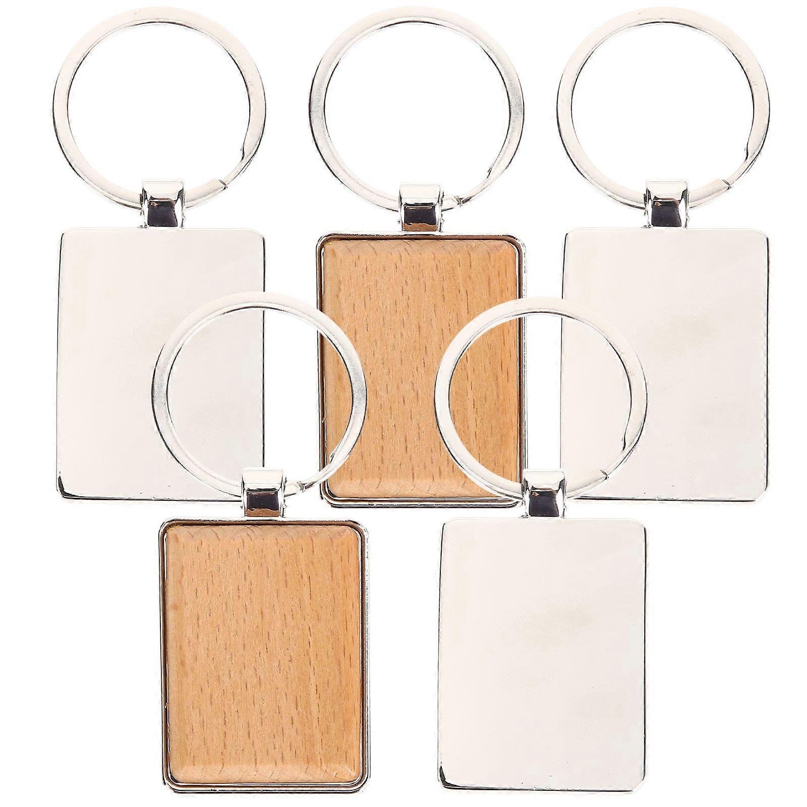 5Pcs Small Pendant Suite for Decor Assorted Color Wood and Metal Keychain Craft Supplies
