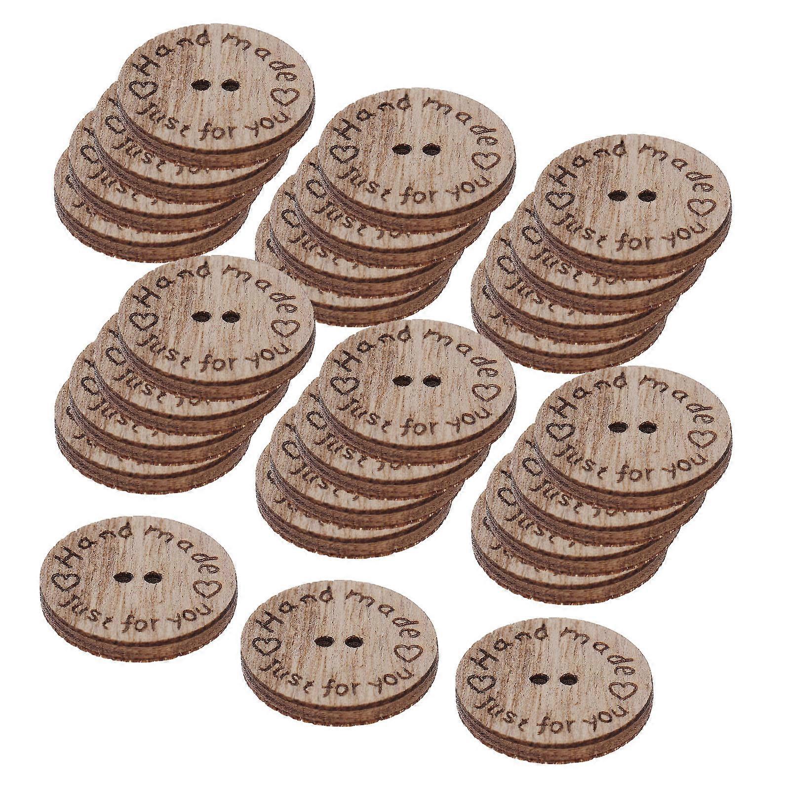 Wooden Buttons for Sewing Craft with Unique Designs and Sturdy Wood Material Light Yellow Color