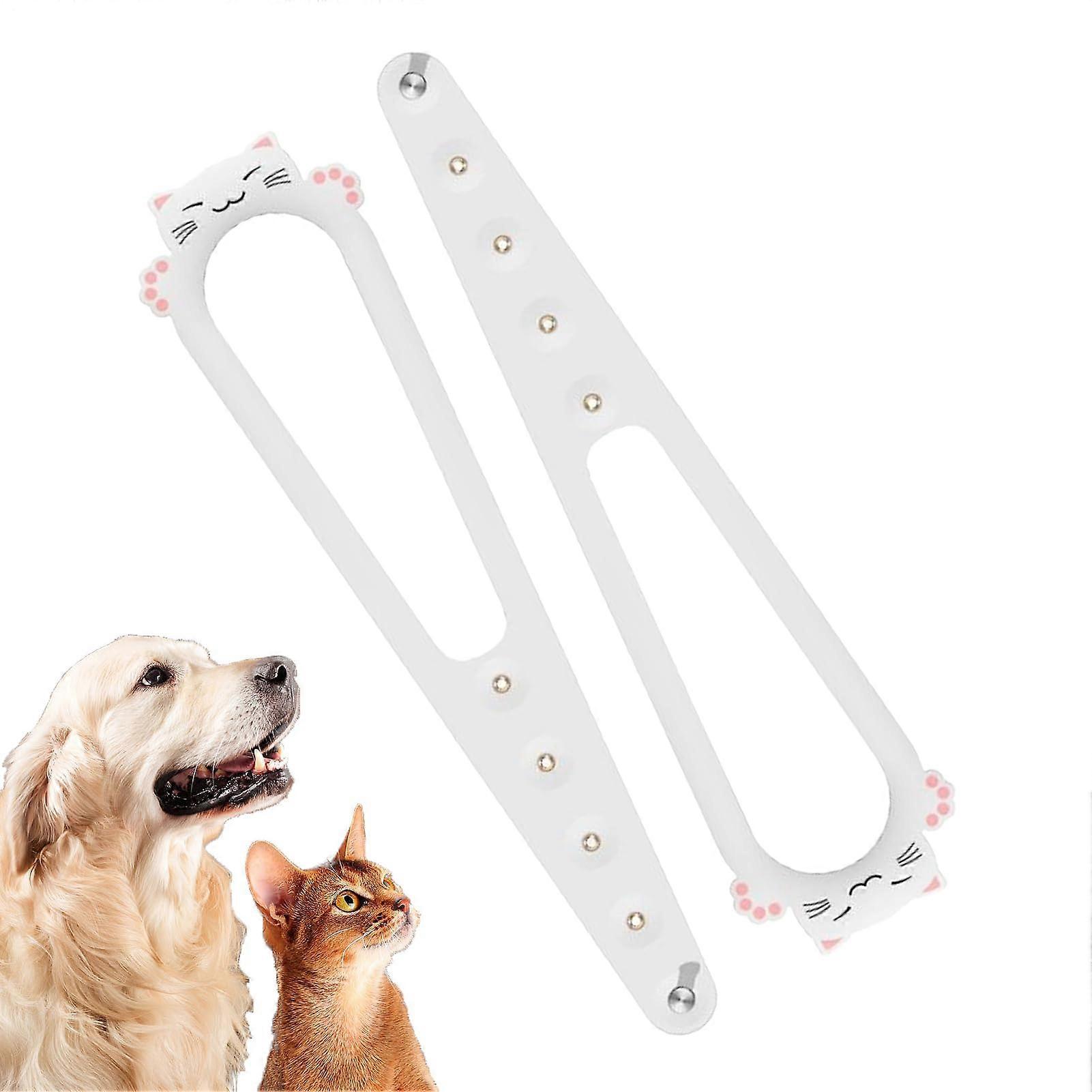 Adjustable Door Latch for Pets, White Cat Accessory, 12.4 x 3.15 x 0.12 inches, Ideal for Dog Barrier in Kitchen and Living Room