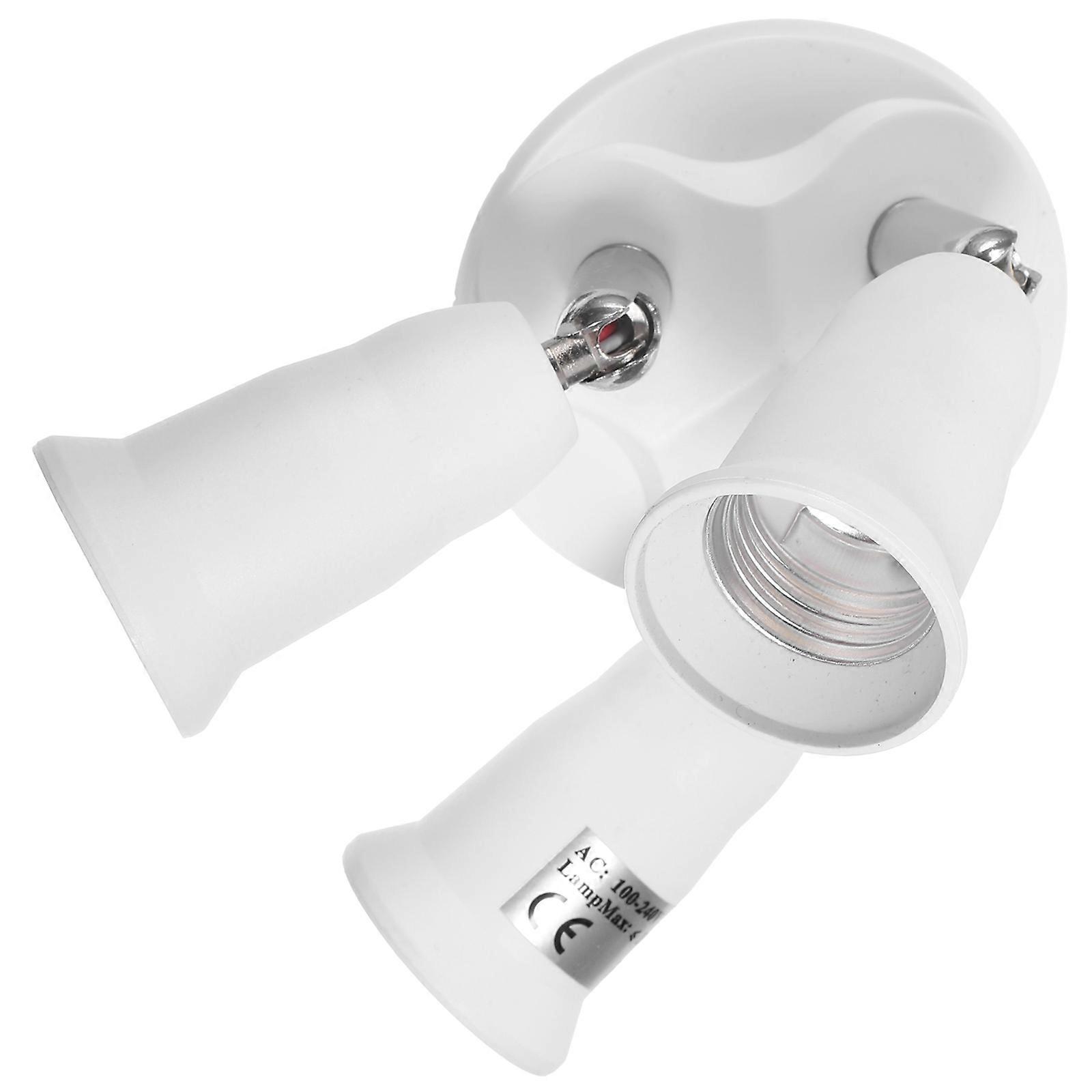 Light Socket Splitter E27 Base Converts One Socket to Three with 360 Degree Rotation White