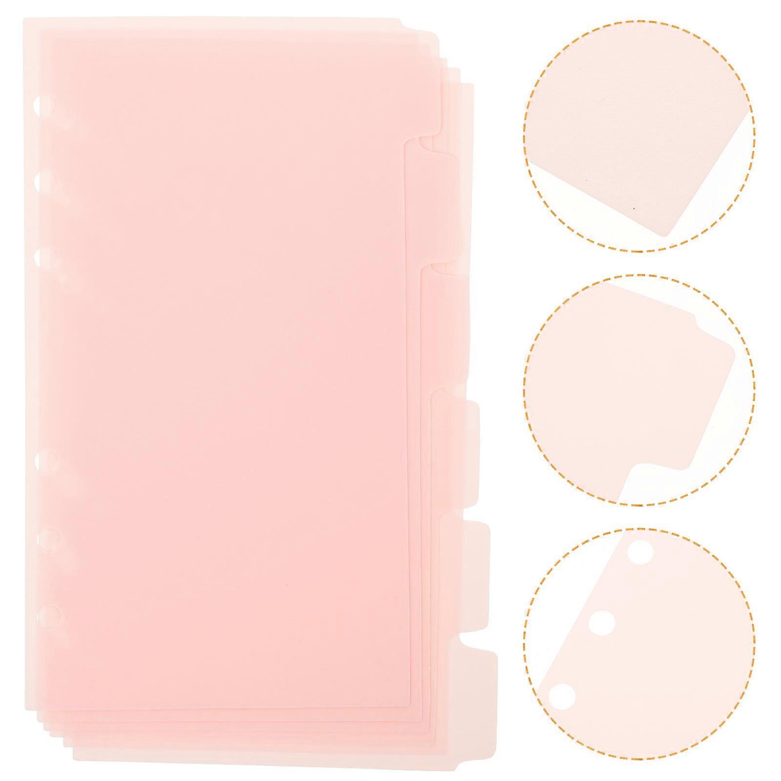 Pink Binder Dividers with Tabs for Office Use 6-Hole Page Protectors A6 Size