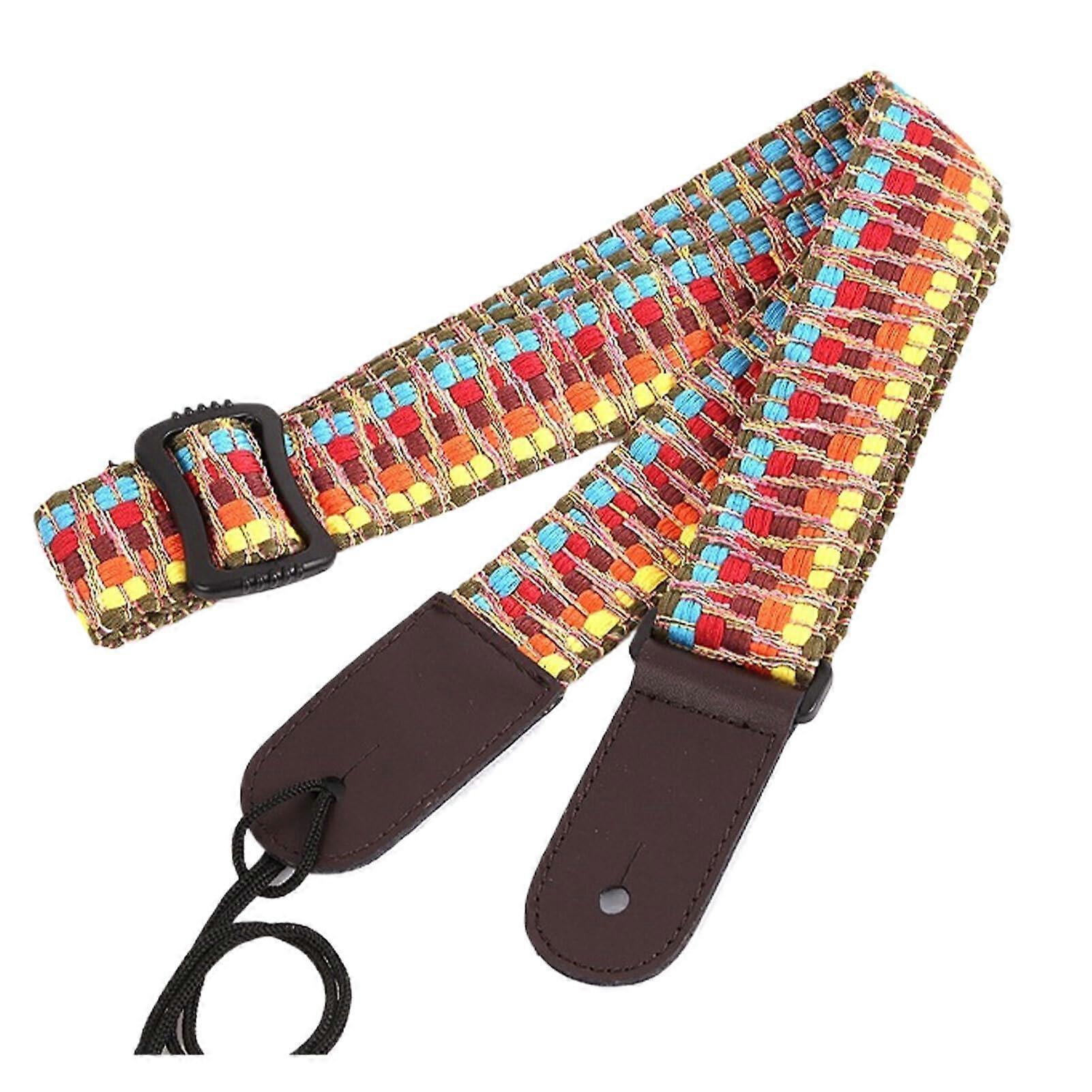 Rainbow Style Colorful Straps for Instrument Players with Leather Tips - Adjustable Length and Durable Material