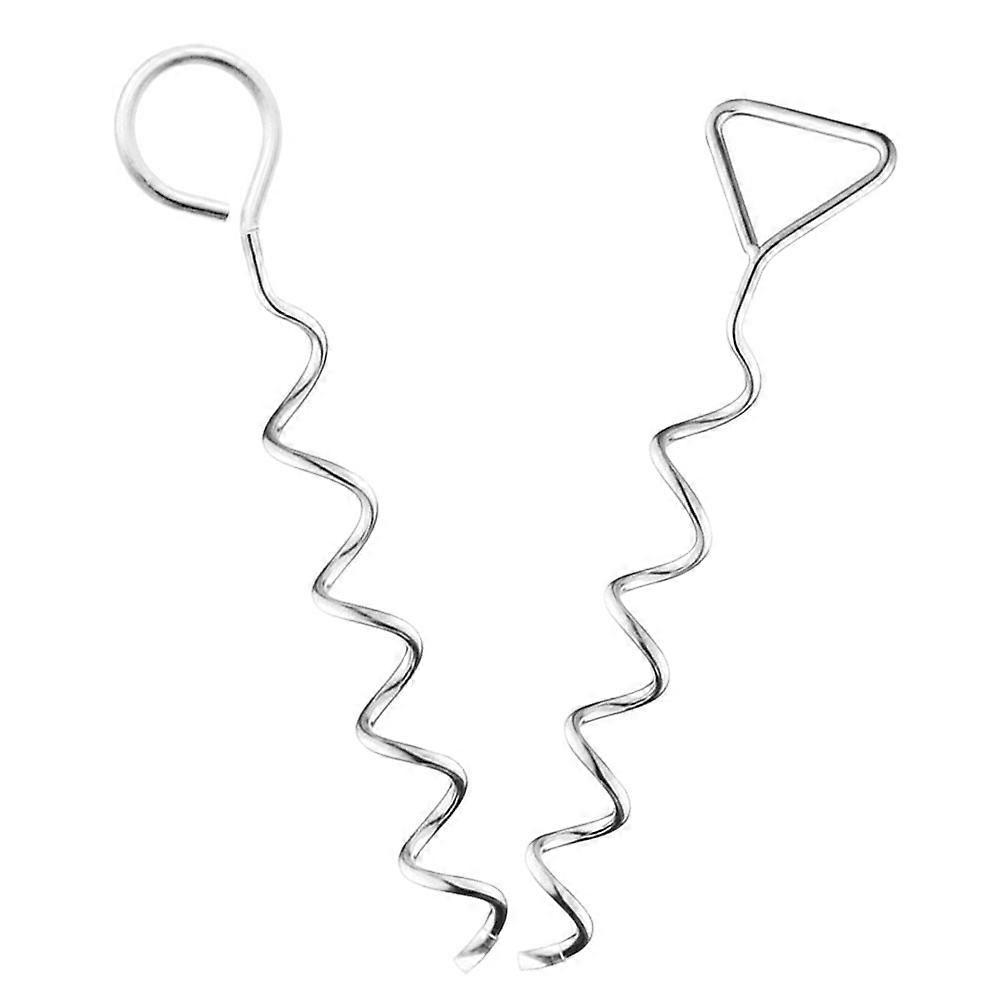 Portable Spiral Design Dog Stake For Tent Fixation During Yard Work And Barbecue In Silver Color 2Set