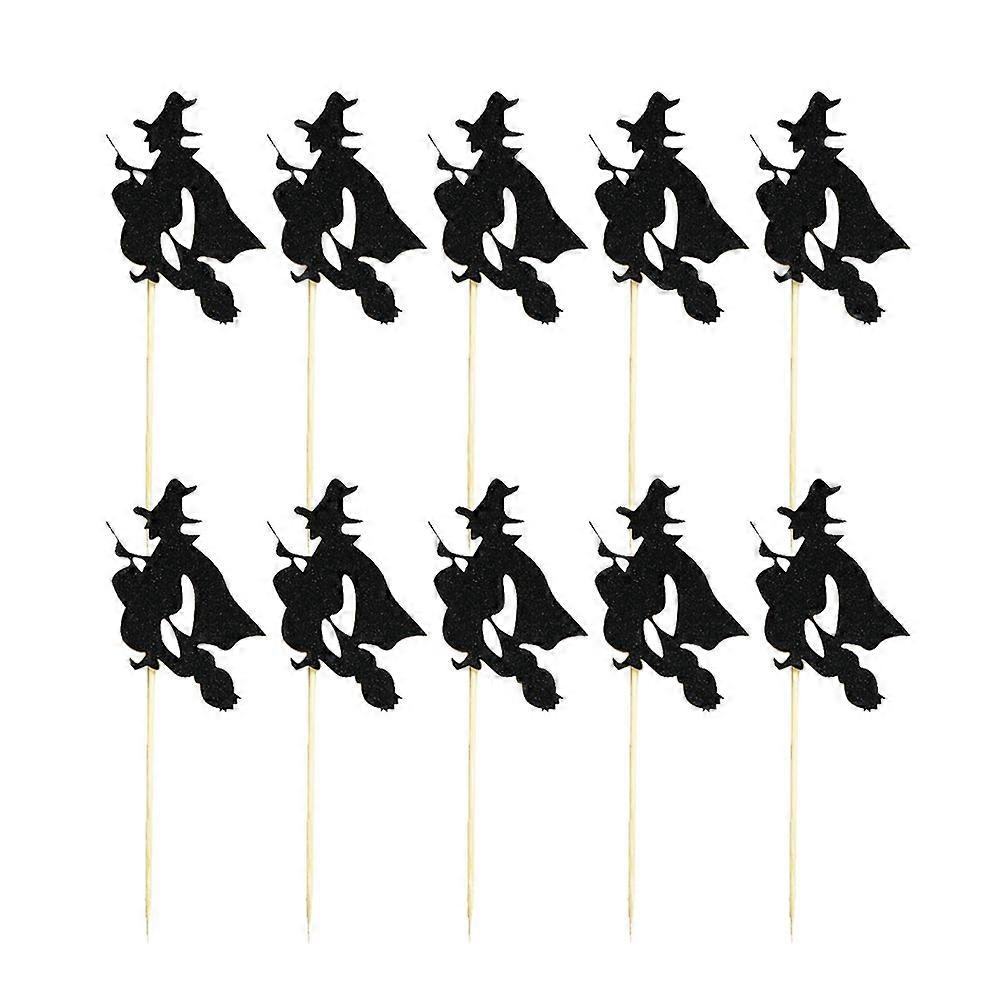 10Pcs Fun Witch Pattern Cake Decorating Insert For Halloween Party And Gathering Events