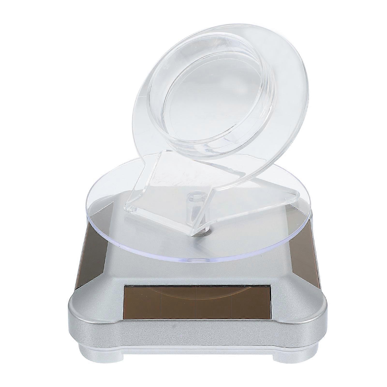 Solar Powered Rotating Display Stand for Bracelet Jewelry Silver Plastic 360° Rotation