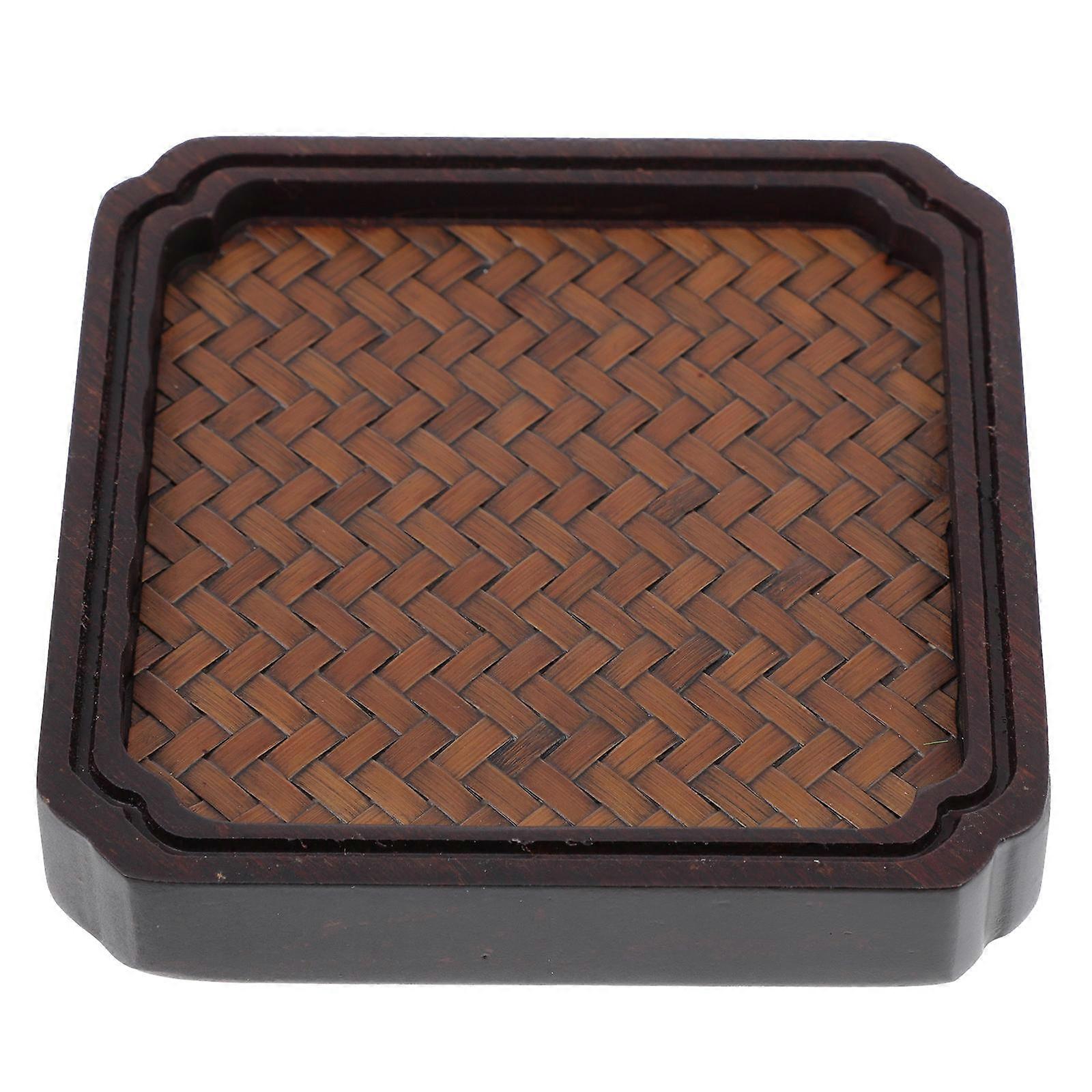 Pad Woven Bamboo Coaster Easy To Clean For Home Use 8X8X1.5CM Simple Design 1Pack