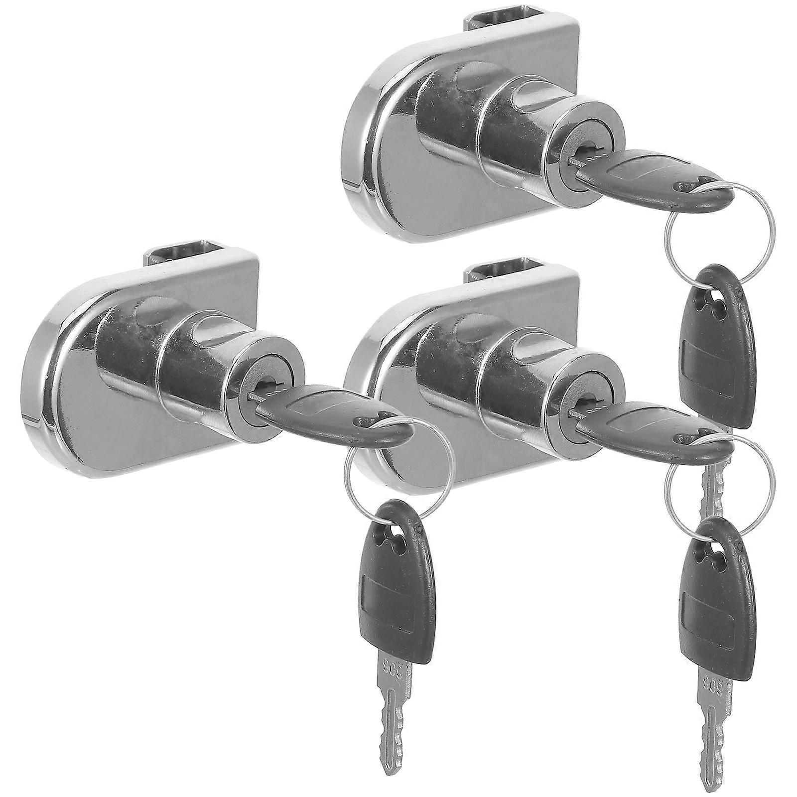 3 Sets Cabinet Lock for Mobile Counters, Durable Drawer & Showcase Locks for Thick Panels – Easy Installation, Enhanced Security