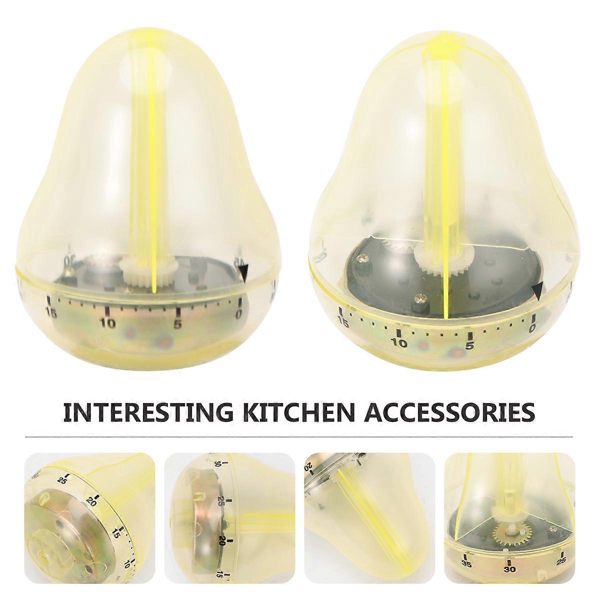 Small Kitchen Timer Mechanical Time Management for Children Yellow 8x8cm 60 Minutes 1Pcs