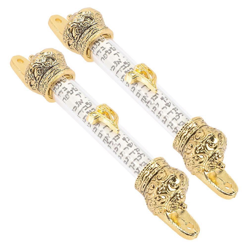 Golden Metal Mezuzah for Home Door Decoration with 2 Hole Design Easy to Install Round Edges Smooth Surface 2Pcs