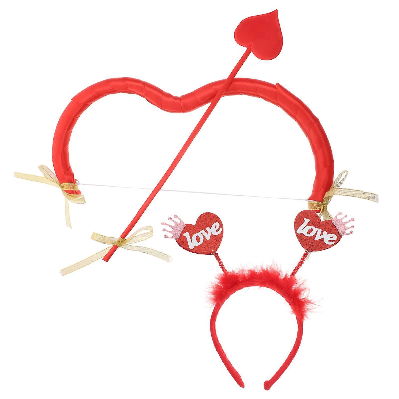 Cupid Headband Set for Valentine's Day Party Decorations Red Chinlon Unique Design Comfortable and
