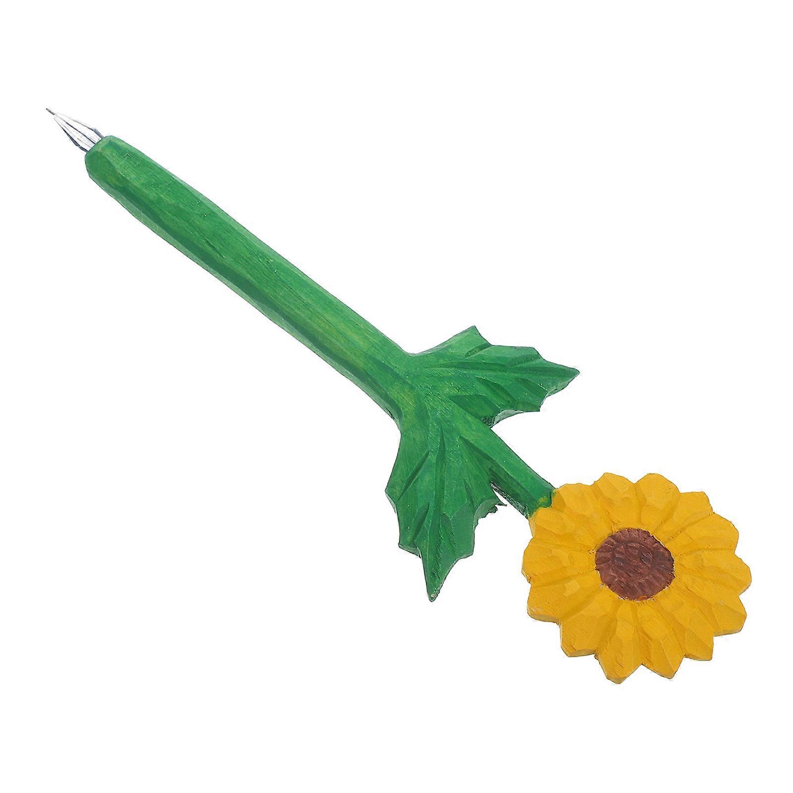 It sounds like you're describing or looking for information about a **vintage wooden sunflower pen** — a decorative and functional writing