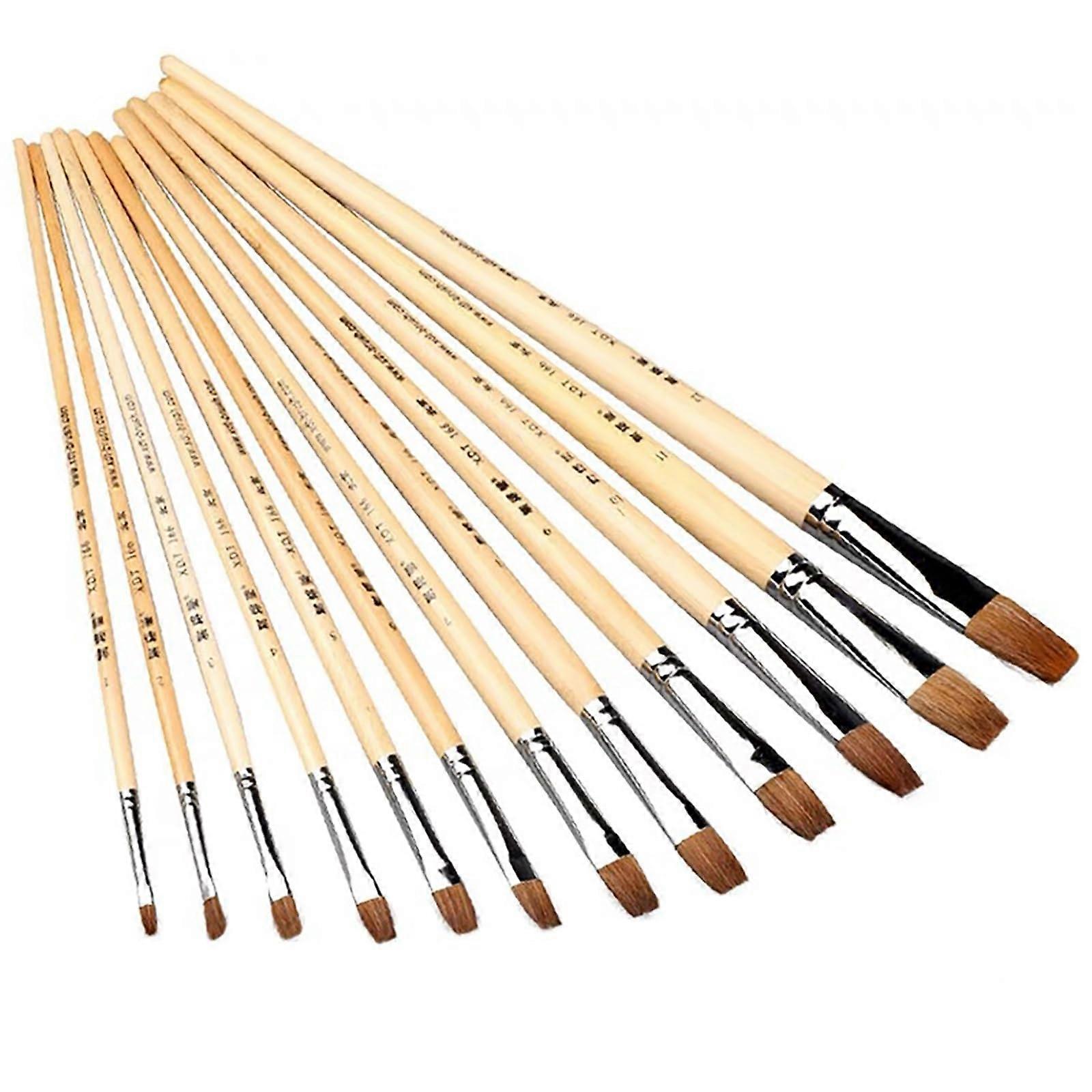 Flat Brush Set Size 6 - 10 Natural Bristle Brushes for Painting and Arts & Crafts