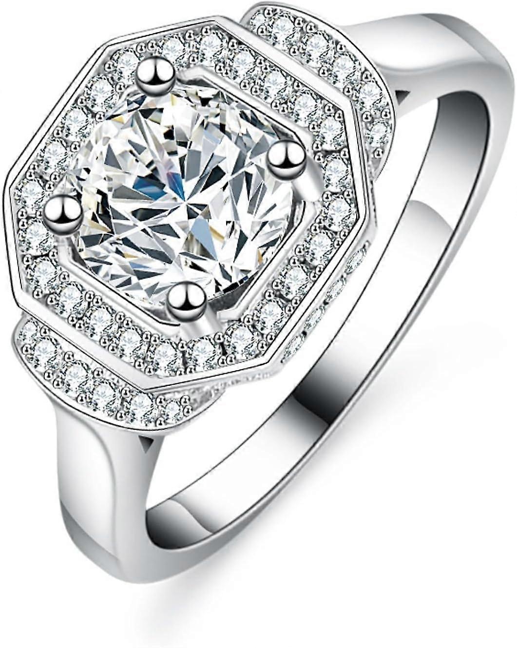 Moissanite Rings for Women 1 Carat Round Cut Color D S925 Sterling Silver Lab Created Diamond Ring Size 6 Daily Wear Party Wedding Gifts