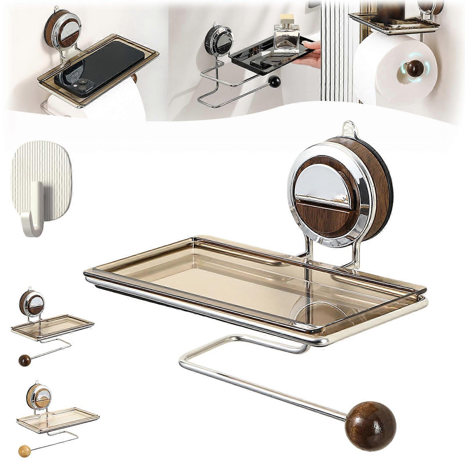 Stickstrong Suction Toilet Paper Holder - Wall Mounted, No Drill, Strong Suction with Shelf (Style-1, 1PC)