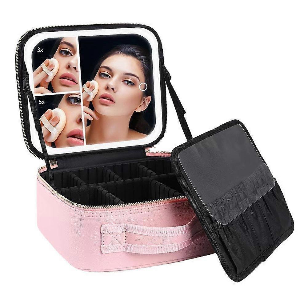Cosmetic bag with mirror and LED large capacity portable high quality lighted