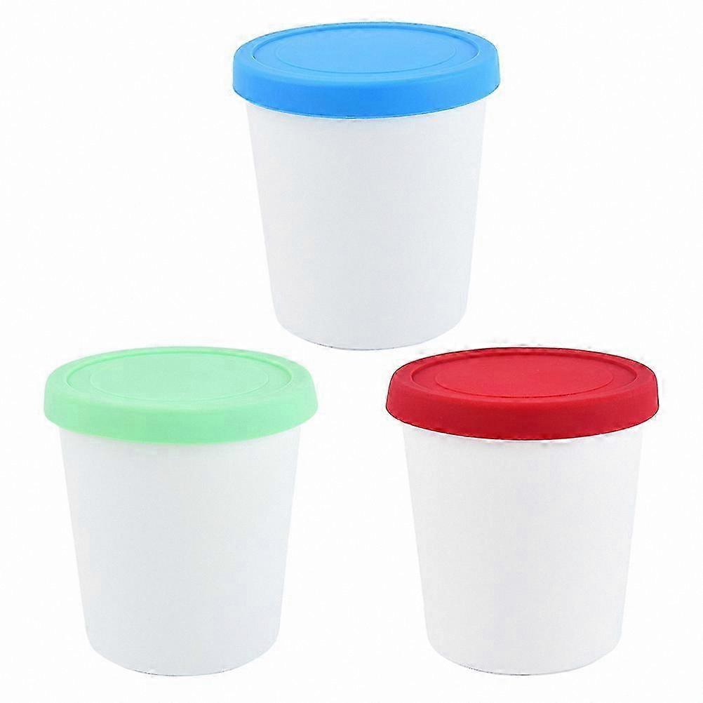 3-Piece Round Ice Cream Storage Containers with Lids for Freezer Use