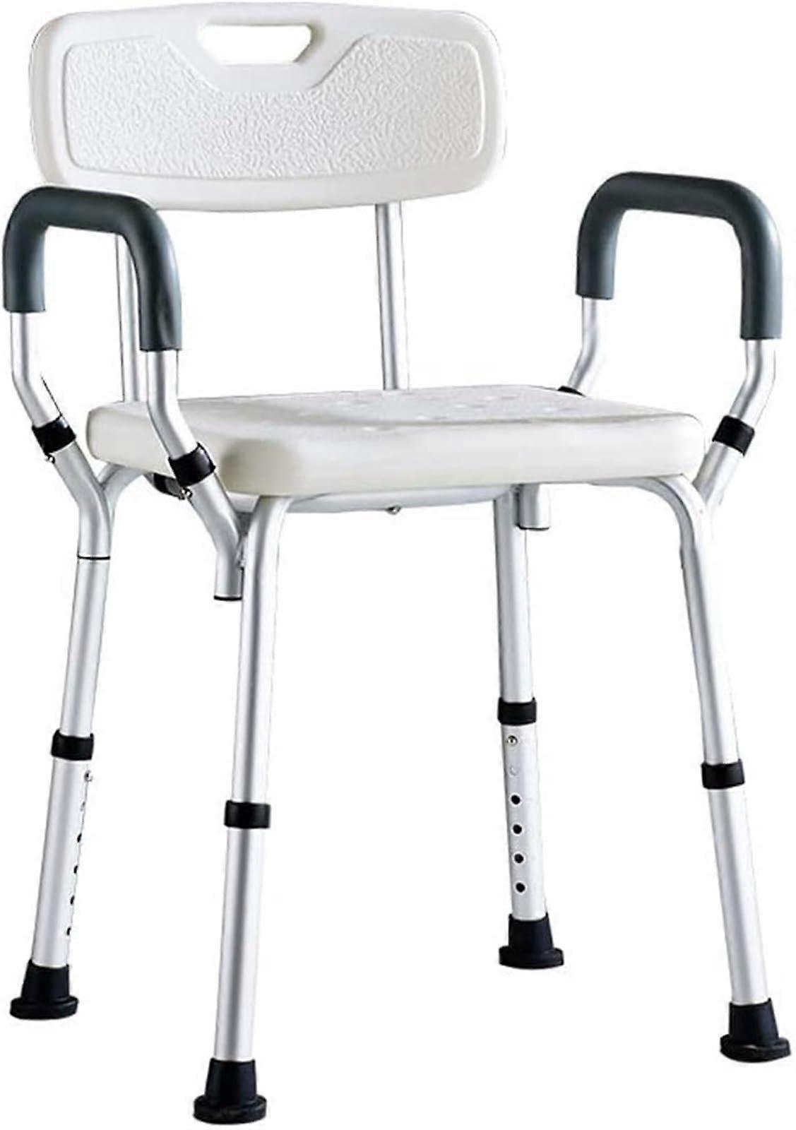 Elderly Bath Chair with Backrest Armrests, NonSlip Shower Stool, White 38x28cm Ref: 1738