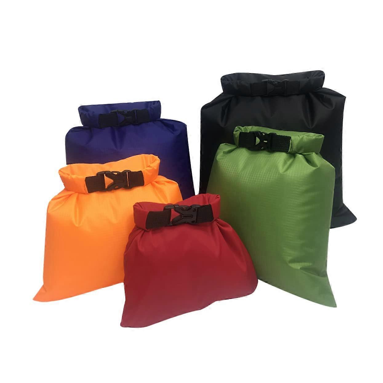 Dry Bags 5 Pack, Assorted Colors, Waterproof Storage Pouches for Camping, Boating, Kayaking