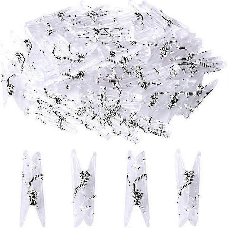 100pcs Mini Transparent Plastic Hanging Clips -Z