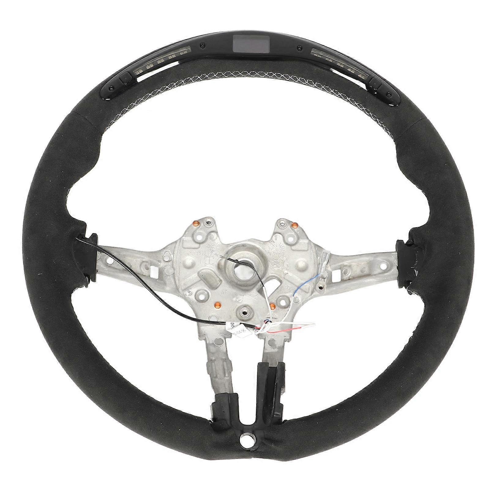 MP LED Shift Lights Steering Wheel Flat Bottom White Suede M Sport