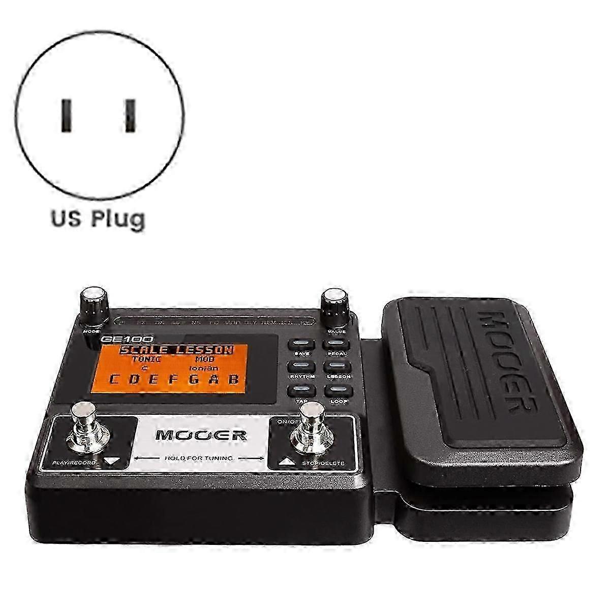 GE100 Gitarren-Multieffektprozessor-Effektpedal mit Loop-Aufnahme, Tuning, Tap, Tempo, Rhythmus-Einstellung, Skala, US-Stecker