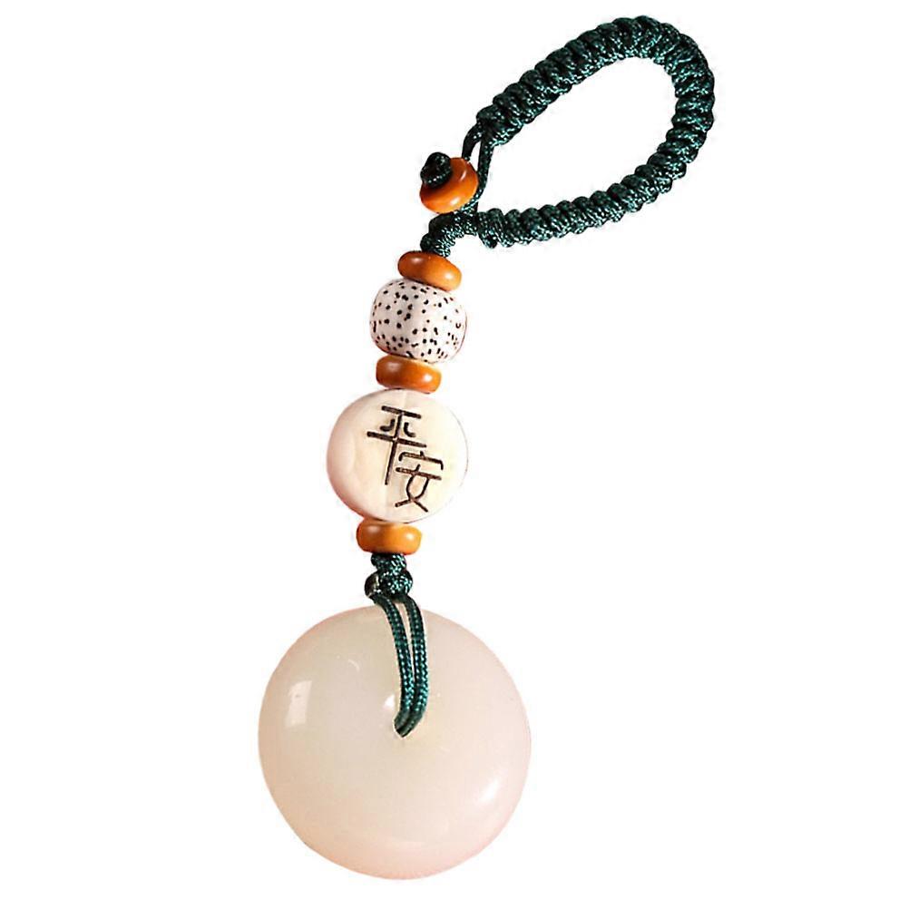 Chinese Style Glass Keychain Decor with Safety Button for Bag Accessories Multi Color 2.5 inch