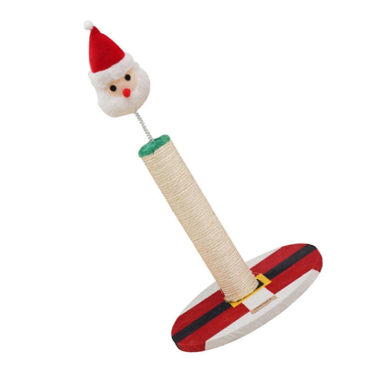 Christmas Cat Scratching Post With Sisal Rope Indoor Climbing Stand For Cats Vertical Xmas Themed Scratcher
