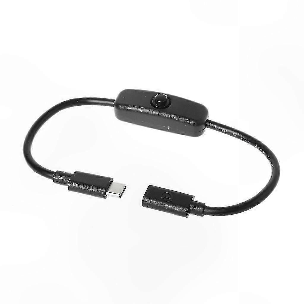 27cm USB-C Charging Extension Cable with Power Switch for Convenient Device Management