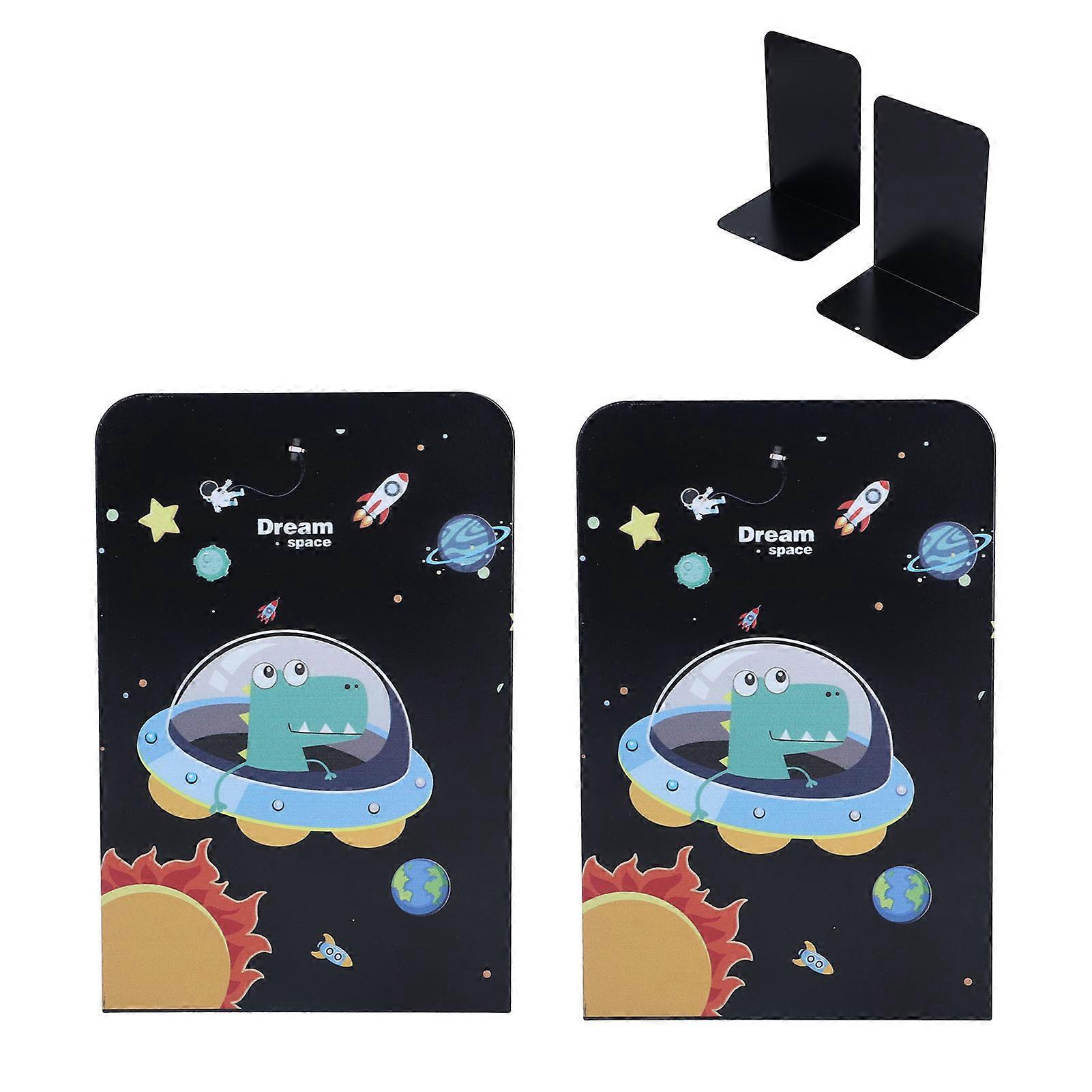 2Pcs Iron Book Ends 10x13.4x20.3cm Strong Rust Resistant Black