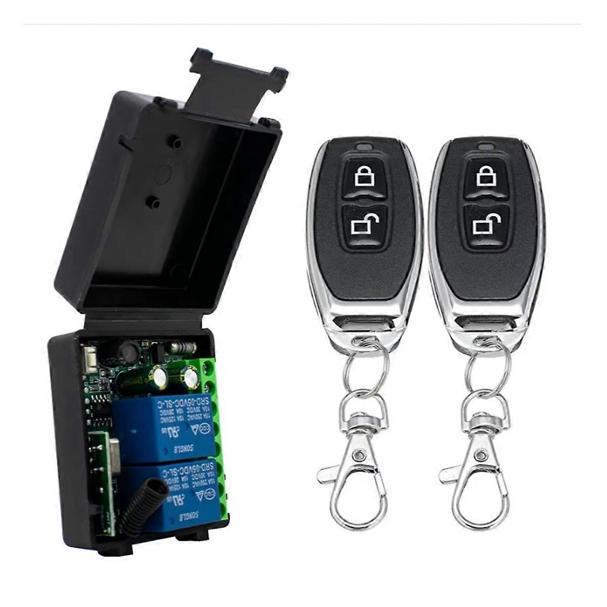 433Mhz Wireless Remote Control Switch AC 85-256V Relay 2 Channels Receiver Module for Garage Doors, Curtains, Lighting