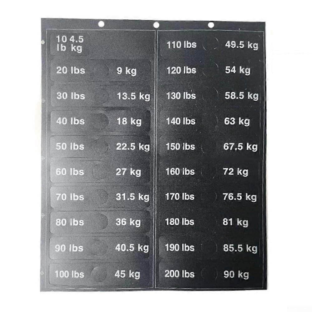 Weight Block Sticker Set 10 Lb To 200 Lb Range For Weight Plates And Gym Equipment Sleek Design Imperial Numbers