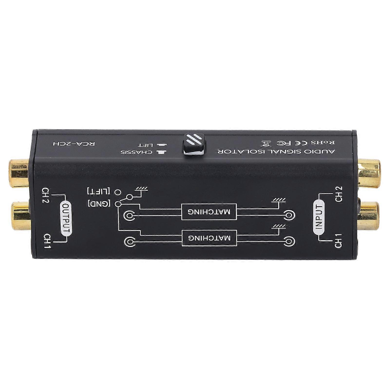 2 Channel Ground Loop Noise Isolator Sound Signal Filter 2CH Hum Eliminator for Conference Microphone Mixer Player