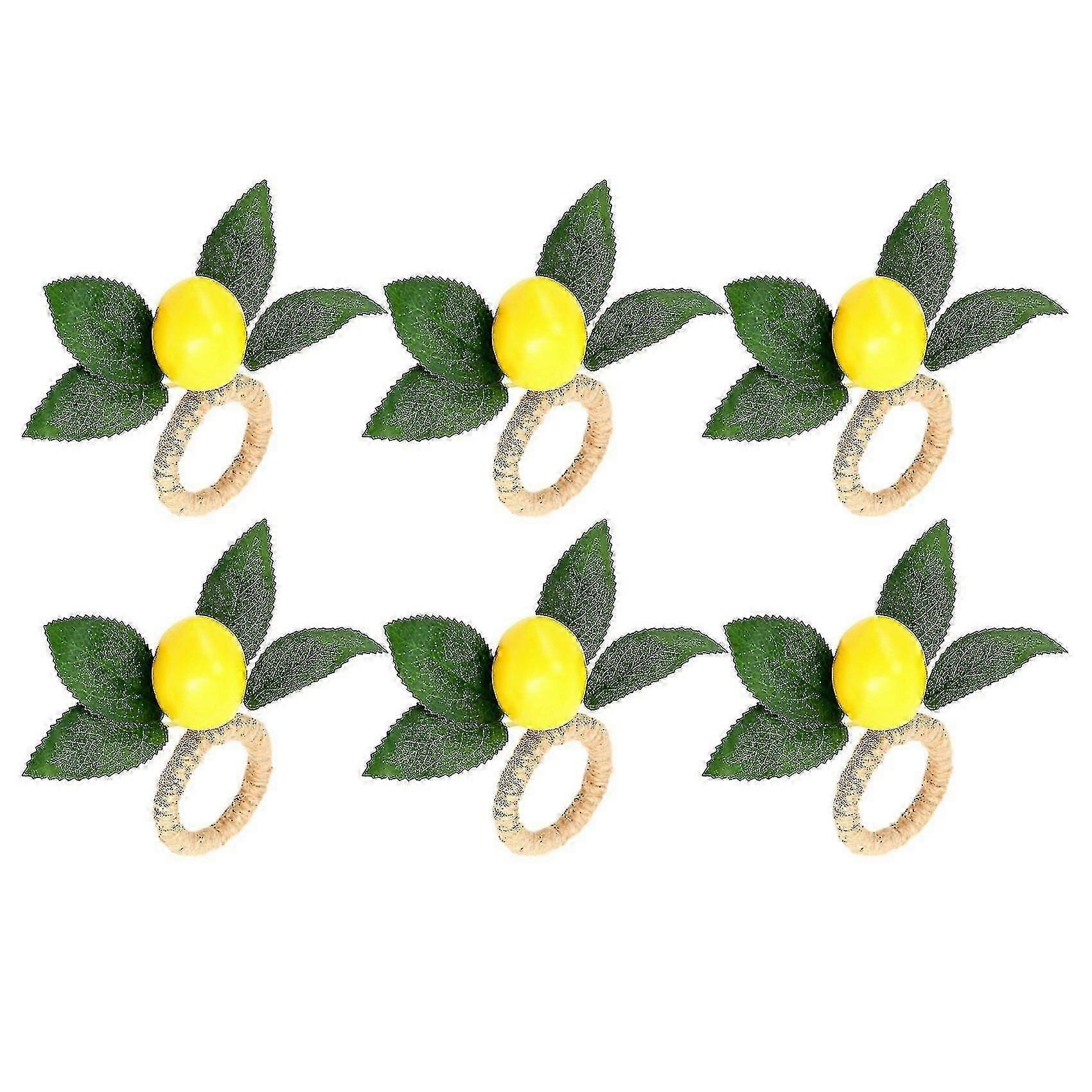 Napkin Rings 6,decorative Lemon Vine Leaf Napkin Rings, Dinning Table Setting Yellow Napkin Buckle