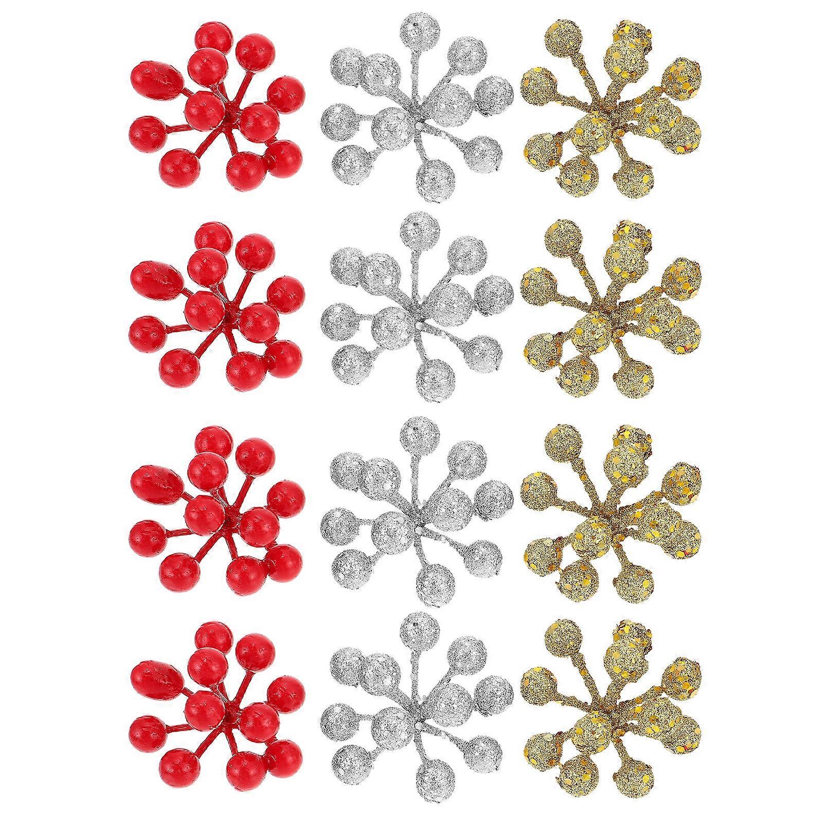 Christmas Artificial Fruits Branches for Holiday Ornaments 24Pcs Foam