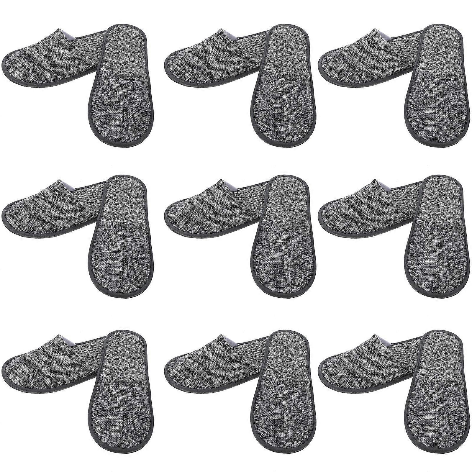 Disposable Slippers Indoor Hotel Use Flat Linen Material Skid-Proof Function 10pairs