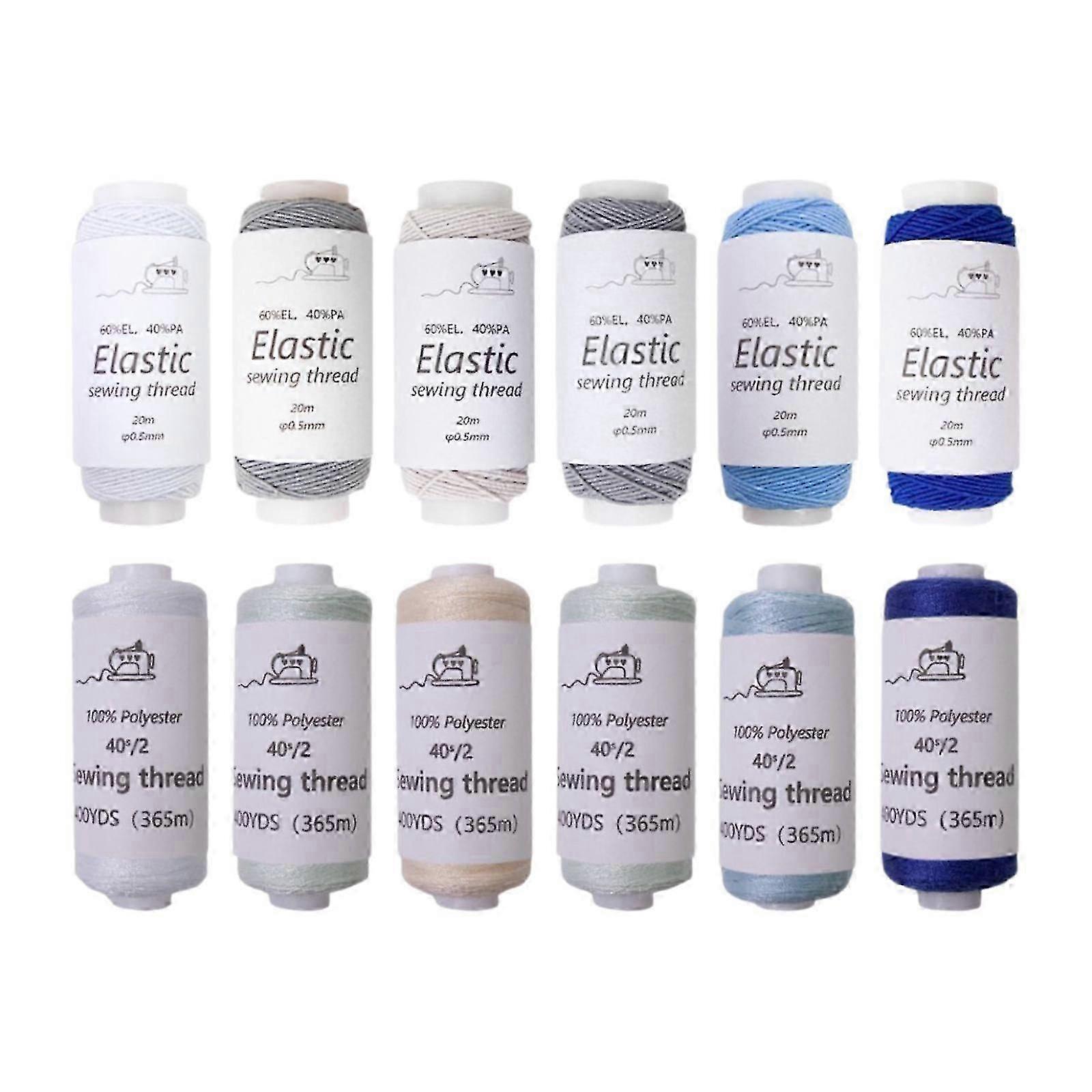 12x Elastic Sewing Thread Set Elastic String Soft Crafting Thread Elastic Beading Cord For Hand Stitching Weave Jewelry Maker