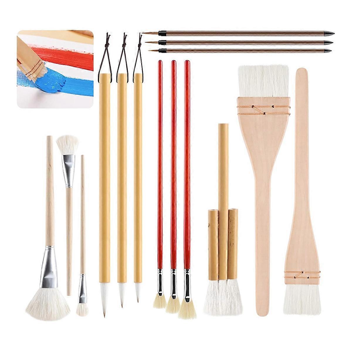 15pcs Pottery Glaze Brushes Paint Brushes Set