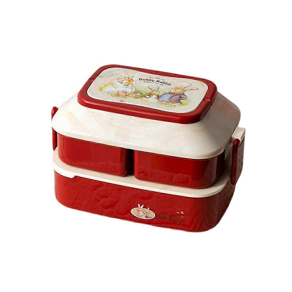 Lunch Box Compartments Bento Storage Boxes Preservation Containers Red S