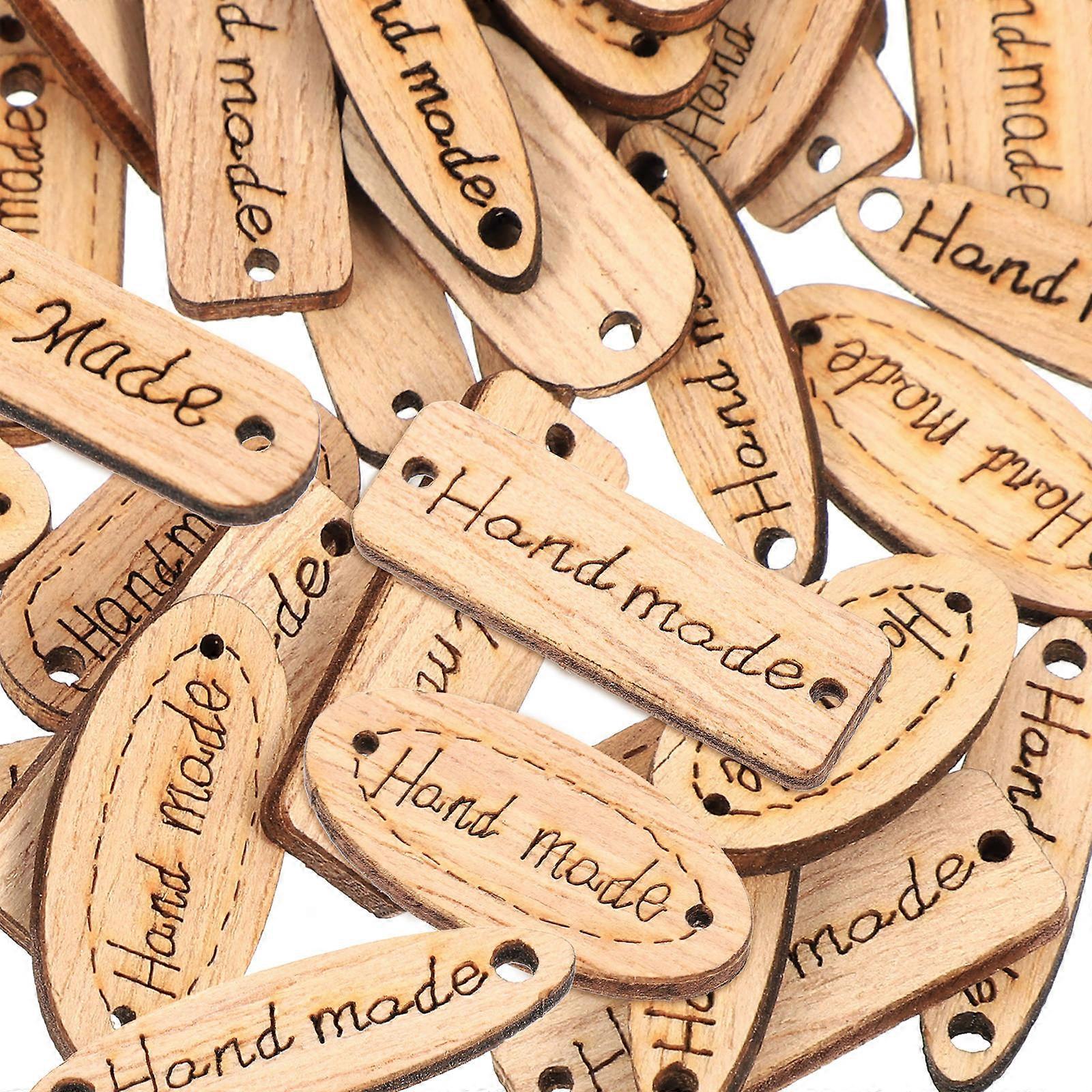 Brown Handmade Wooden Button Label for Scrapbooking 1000Pcs Craft Tags