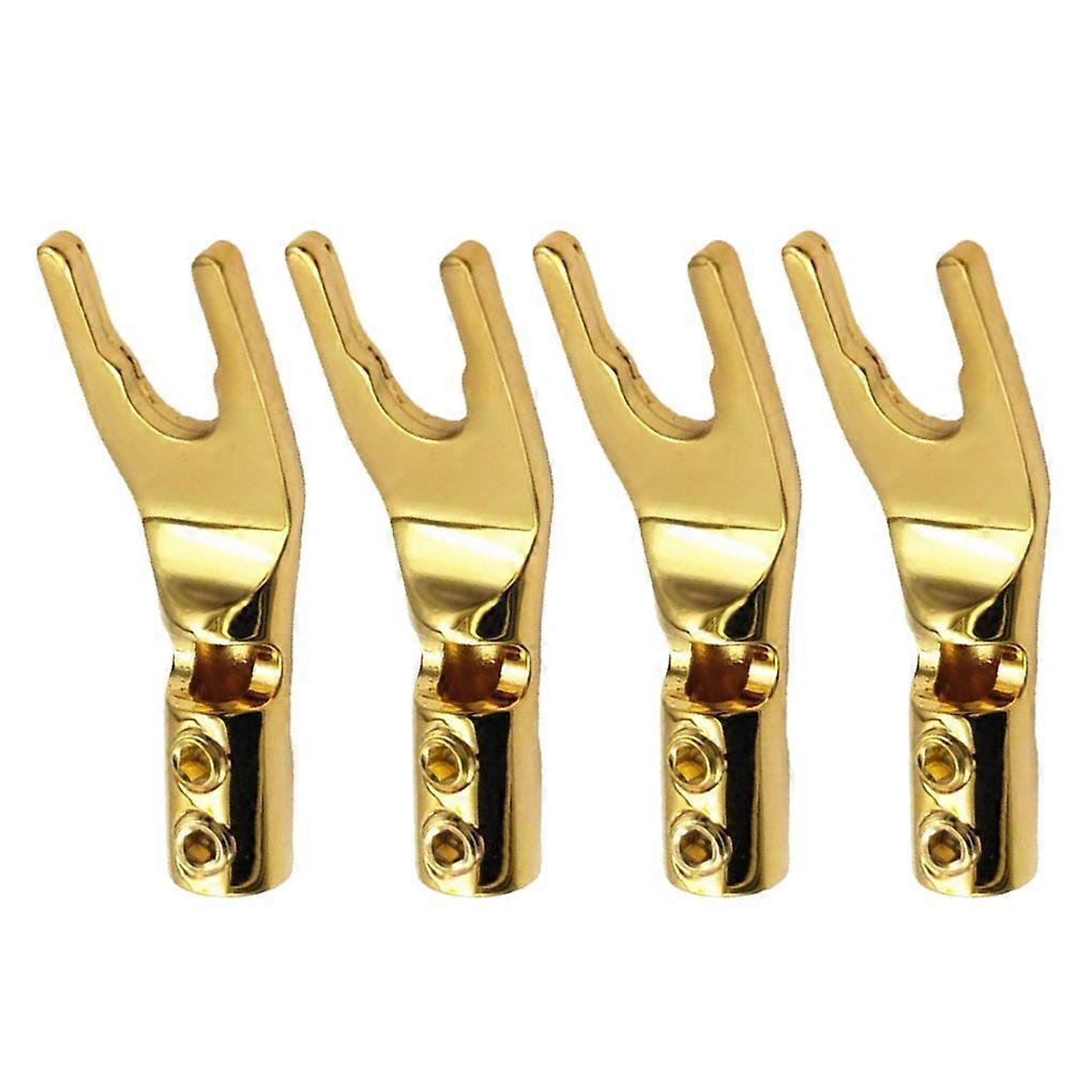 4X Cable Clip Wire Connector Banana Plug Connection Copper Space Saving Gold