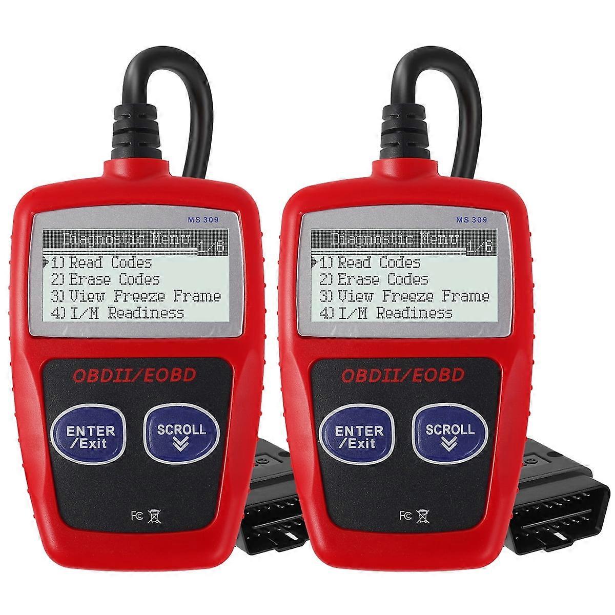 2Pcs OBD2 Scanner Compatible with All Cars, Read/Erase Fault Codes, View Freeze Data, I/M Readiness, Engine Diagnostic Tool